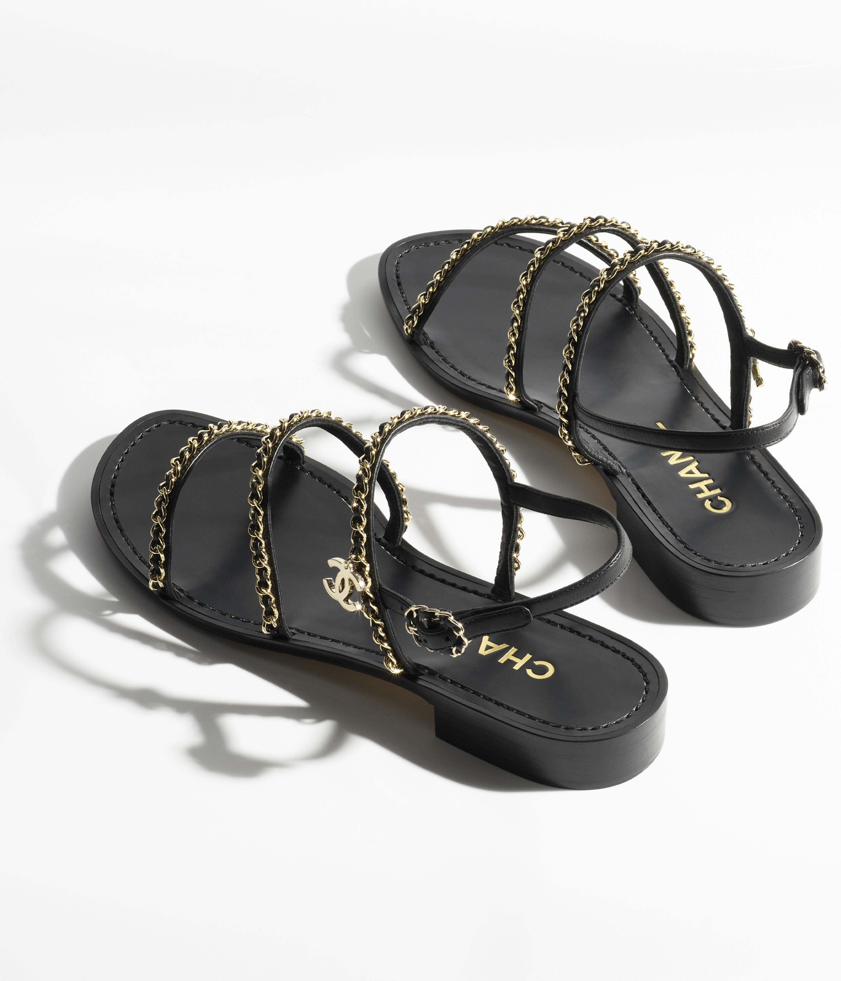 Sandalias - Negro - Piel de cordero - 